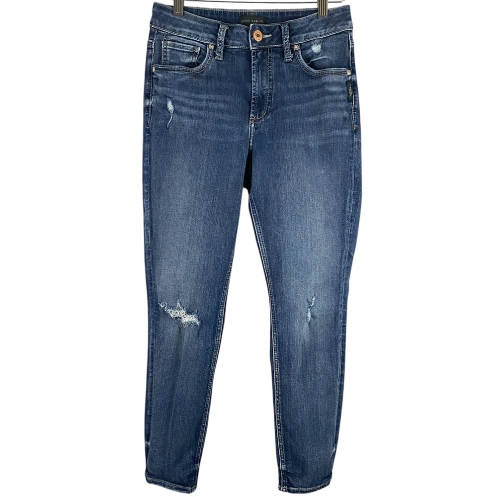 Women's Silver Jeans Co. Avery High Rise Skinny Crop Blue Denim Jeans Size 29